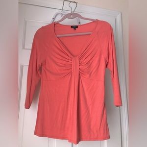 Talbots. Petite. Three quarter sleeve top  coral color.  Like new
